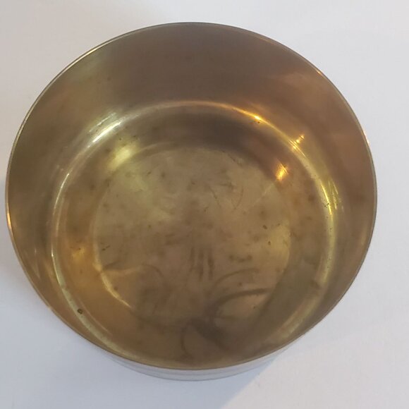 Vintage Enamel Trinket Box Round Brass w/ Lid Painted Owl Design Made in Taiwan - Picture 2 of 9